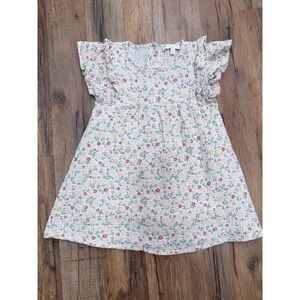 Chelsea‎ & Violet Girls floral cotton dress ruffle sleeve pastel flowers size 5